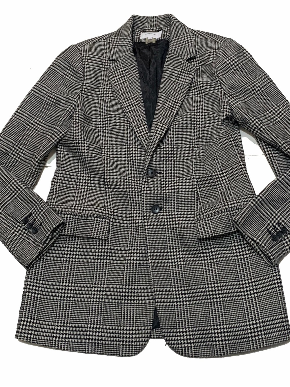 Current/Elliott Black & White Glen Plaid Blazer